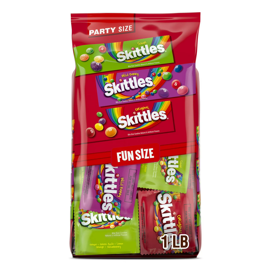 Skittles Original, Wild Berry & Sour Fun Size Chewy Candy, Party Size - 26.46 oz Bulk Bag