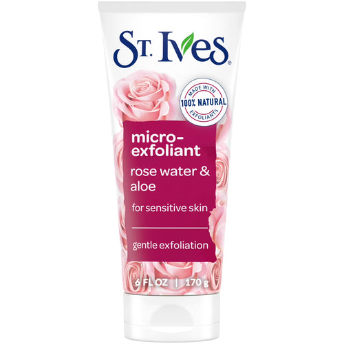 St. Ives Gentle Smoothing Face Scrub Rose Water & Aloe Vera Made with 100% Natural Exfoliants, Paraben Free, Oil-Free, Dermatologist Tested, 6 fl oz