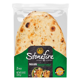 Stonefire® Roasted Garlic Naan Bread, Soft Authentic Flatbread for Dipping & Pizza, 8.8 oz, 2 Count