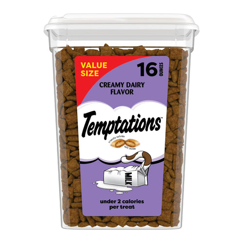 Temptations Classic Creamy Dairy Flavor Crunchy and Soft Cat Treats, 16 oz Tub