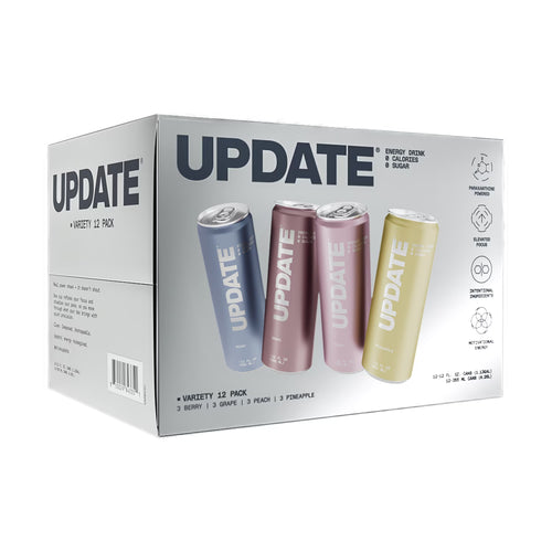 UPDATE Energy Drink, Caffeine Free, Zero Sugar, Variety 12-Pack, 12 fl oz, No Crash, Paraxanthine Powered