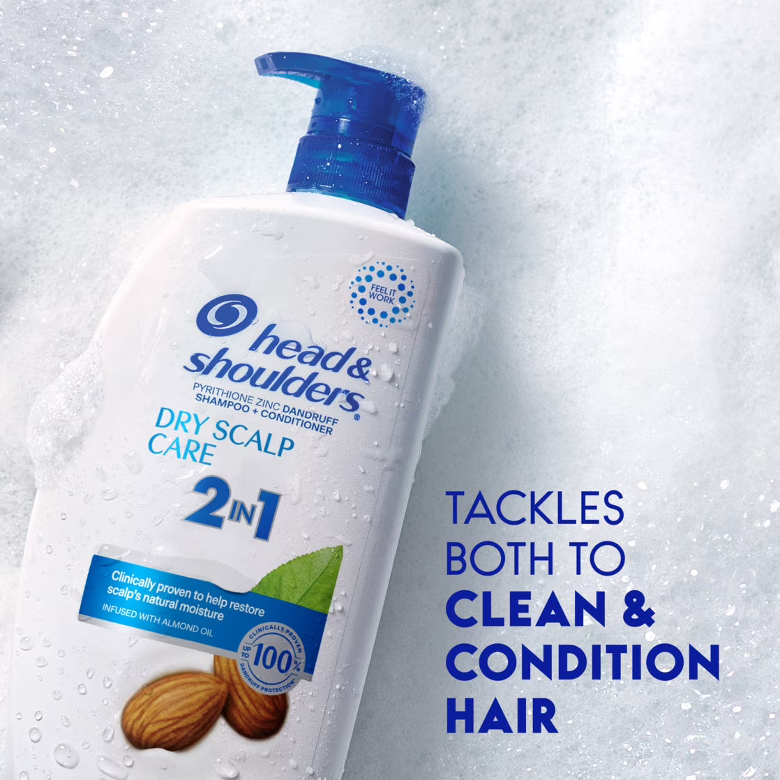 Head & Shoulders 2 in 1 Dandruff Shampoo and Conditioner, Dry Scalp Care, 28.2 oz