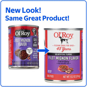 Ol' Roy Filet Mignon Flavor Cuts in Gravy Wet Dog Food, 13.2 oz Can
