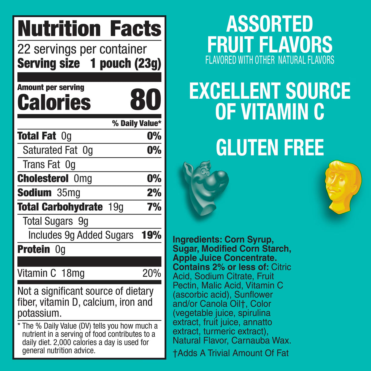 Scooby-Doo Fruit Flavored Snacks, Gluten Free, Kids Snacks, Value Pack, 22 Count, 17.6 oz
