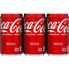 Coca-Cola Soda Pop Mini Cans, 7.5 fl oz, 6 Pack