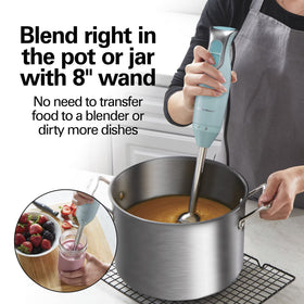 Hamilton Beach 2 Speed Immersion Blender with Stainless Steel Blending Wand and Whisk, Ice Blue