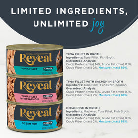 Reveal Pet Food Natural Wet Cat Food Fish Selection in Broth 8 x 2.47oz Cans