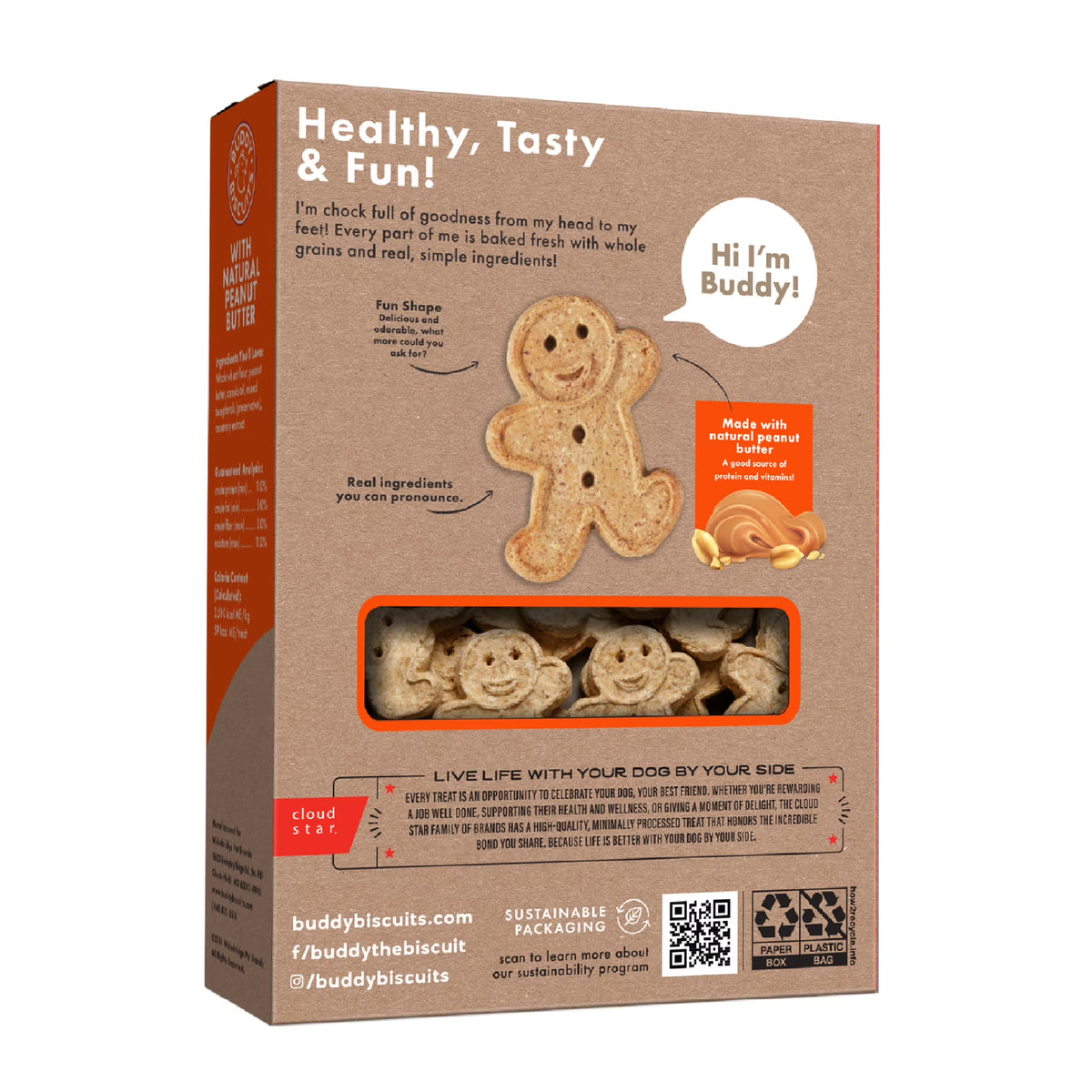 Buddy Biscuits Crunchy Dog Treats, Peanut Butter, 16 oz. Box