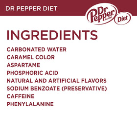 Diet Dr Pepper Soda Pop, 12 fl oz, 24 Pack Cans