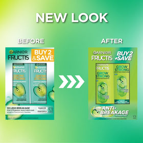 Garnier Fructis Grow Strong Shampoo & Conditioner For Stronger, Healthier, Shinier Hair, 1 kit