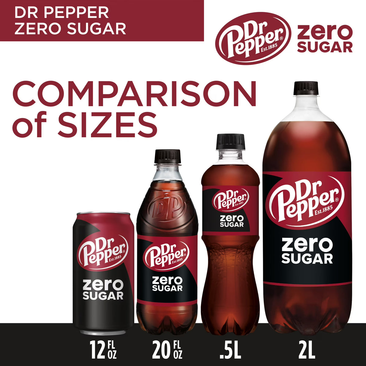 Dr Pepper Zero Sugar Soda Pop, 12 fl oz, 24 Pack Cans