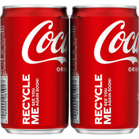 Coca-Cola Soda Pop Mini Cans, 7.5 fl oz, 6 Pack