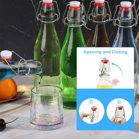 GPED 8.5 oz Swing Top Glass Bottles, 8 Pack Flip Top Beer Brewing Bottles with Airtight Rubber Seal Flip Caps for Fermentation, Kombucha, Vanilla Extract, Juice, Tea, Wine, Soda - Bonus 2 Pourers