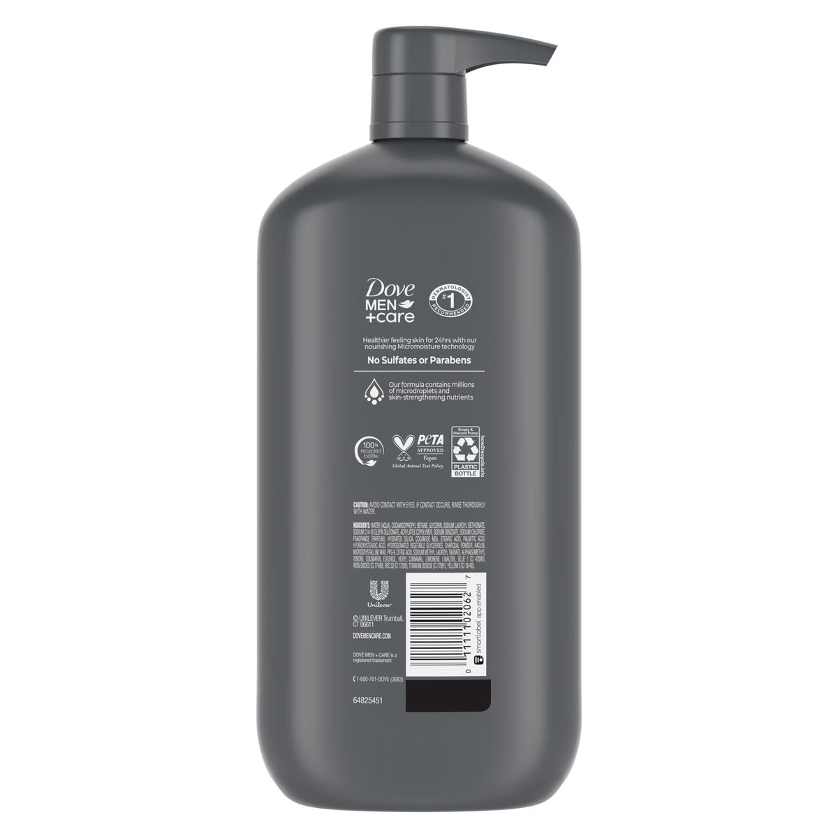 Dove Men+Care Elements Liquid Body Wash and Face Wash Charcoal + Clay Nourishing Cleanser, 30 oz
