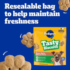 Pedigree Small Tasty Biscuits Dog Treats, Peanut Butter & Bacon Flavor, 64-oz Bag