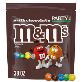 M&M'S Milk Chocolate Candy, Party Size, 38 oz Resealable Bag