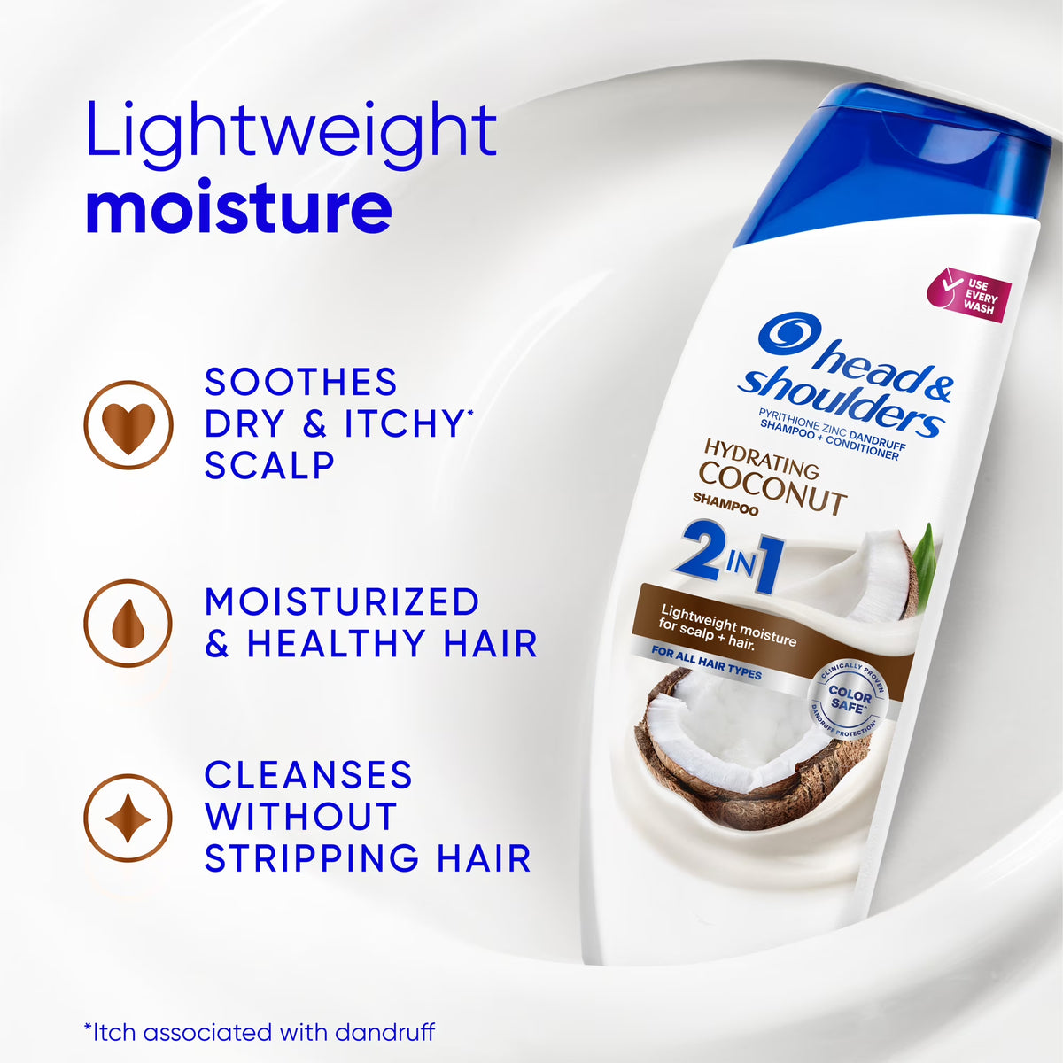 Head and Shoulders 2 in 1 Dandruff Shampoo and Conditioner, Hydrating Coconut, 28.2 fl oz
