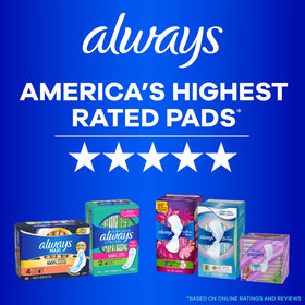 Always Ultra Thin Overnight Pads with Wings, Size 5, Extra Heavy Overnight, 46 Count