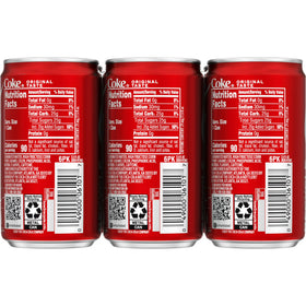 Coca-Cola Soda Pop Mini Cans, 7.5 fl oz, 6 Pack
