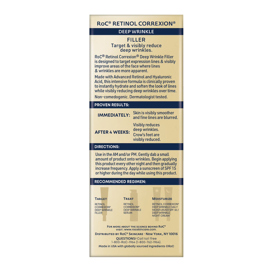 RoC Retinol Correxion Deep Wrinkle Filler for Fine Lines and Anti-Aging, 1.0 fl oz