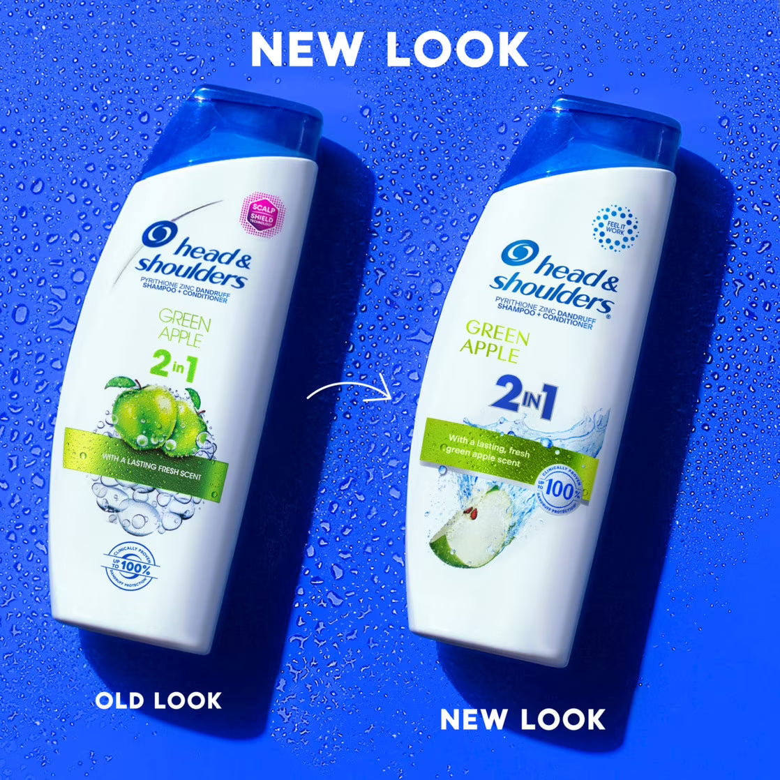 Head and Shoulders 2 in 1 Dandruff Shampoo and Conditioner, Green Apple, 12.5 oz