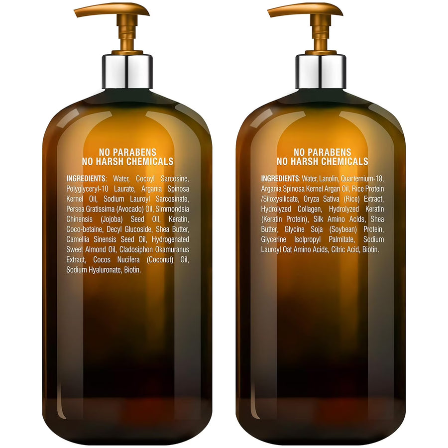 Majestic Pure Argan Oil Shampoo and Conditioner 16 fl oz Each, Improve Formula Sulfate Free, Vitamin Enriched for Men and Women, 16 fl oz Each