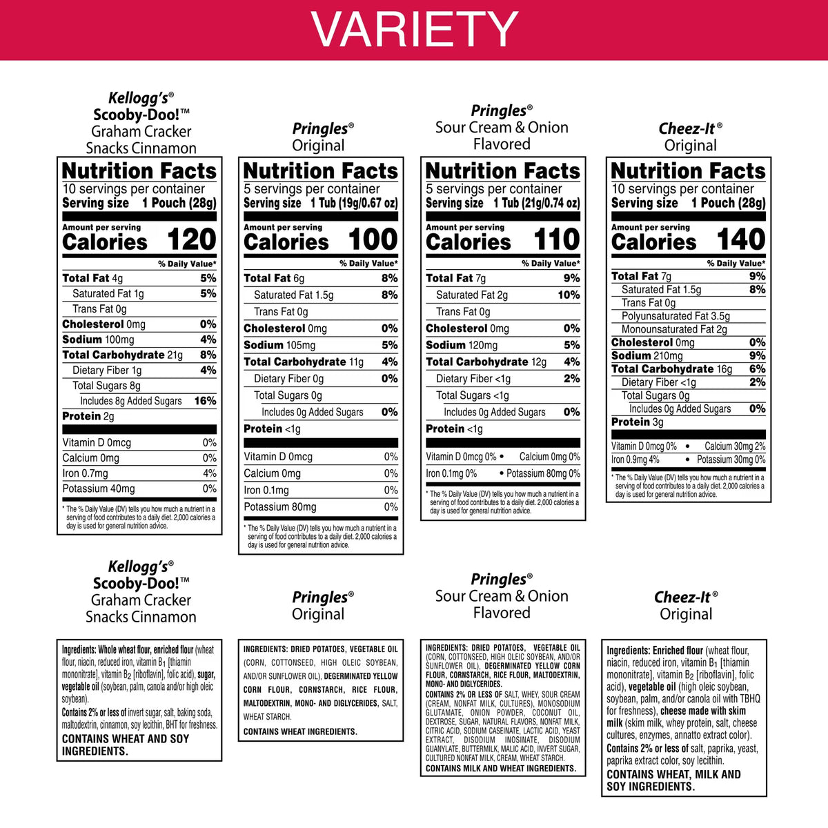 Cheez-It, Pringles, SCOOBY-DOO! Variety Pack Snacks, Lunch Snacks, 30 Count