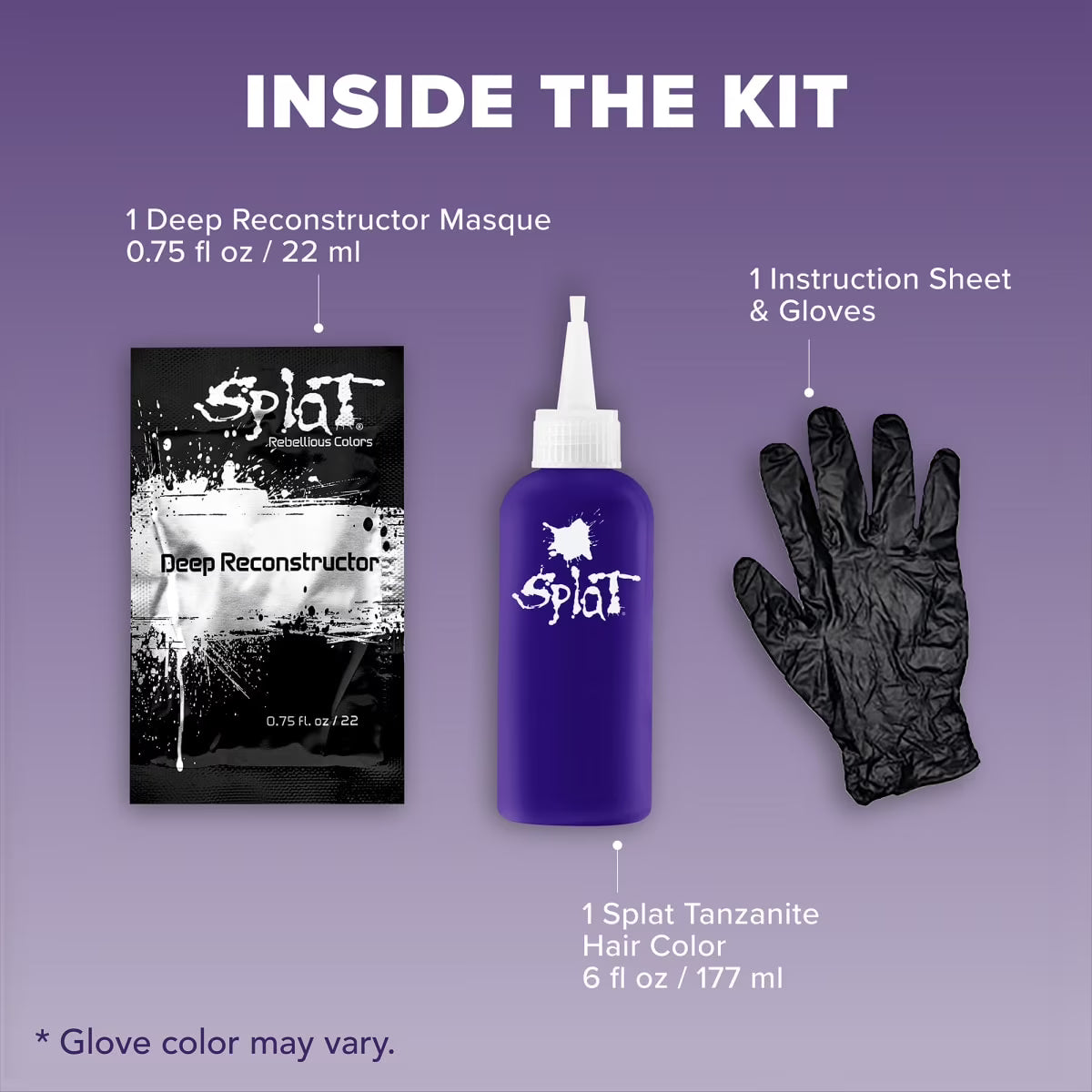 Splat Midnight Tanzanite Hair Dye Kit, Semi-Permanent Purple Hair Color for Brunettes