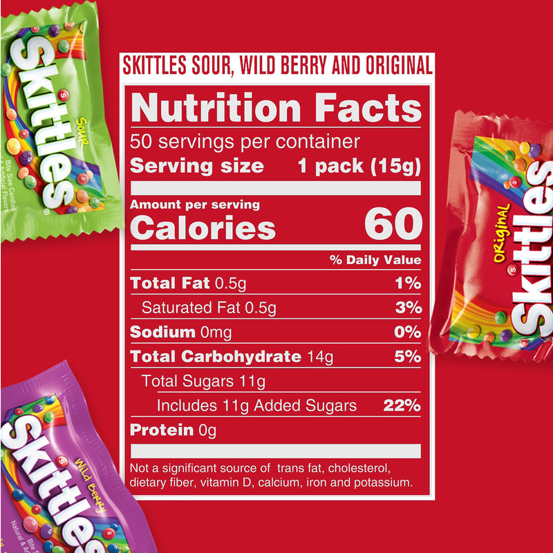 Skittles Original, Wild Berry & Sour Fun Size Chewy Candy, Party Size - 26.46 oz Bulk Bag
