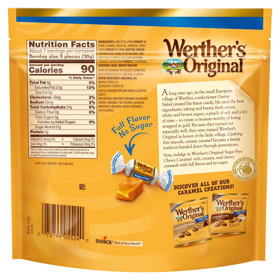 Werther's Original Chewy Sugar Free Caramel Candy 7.7 oz