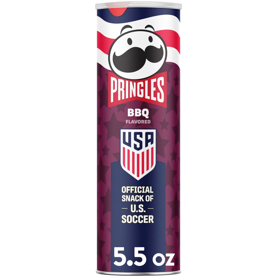 Pringles BBQ Potato Crisps Chips, Lunch Snacks, 5.5 oz Canister