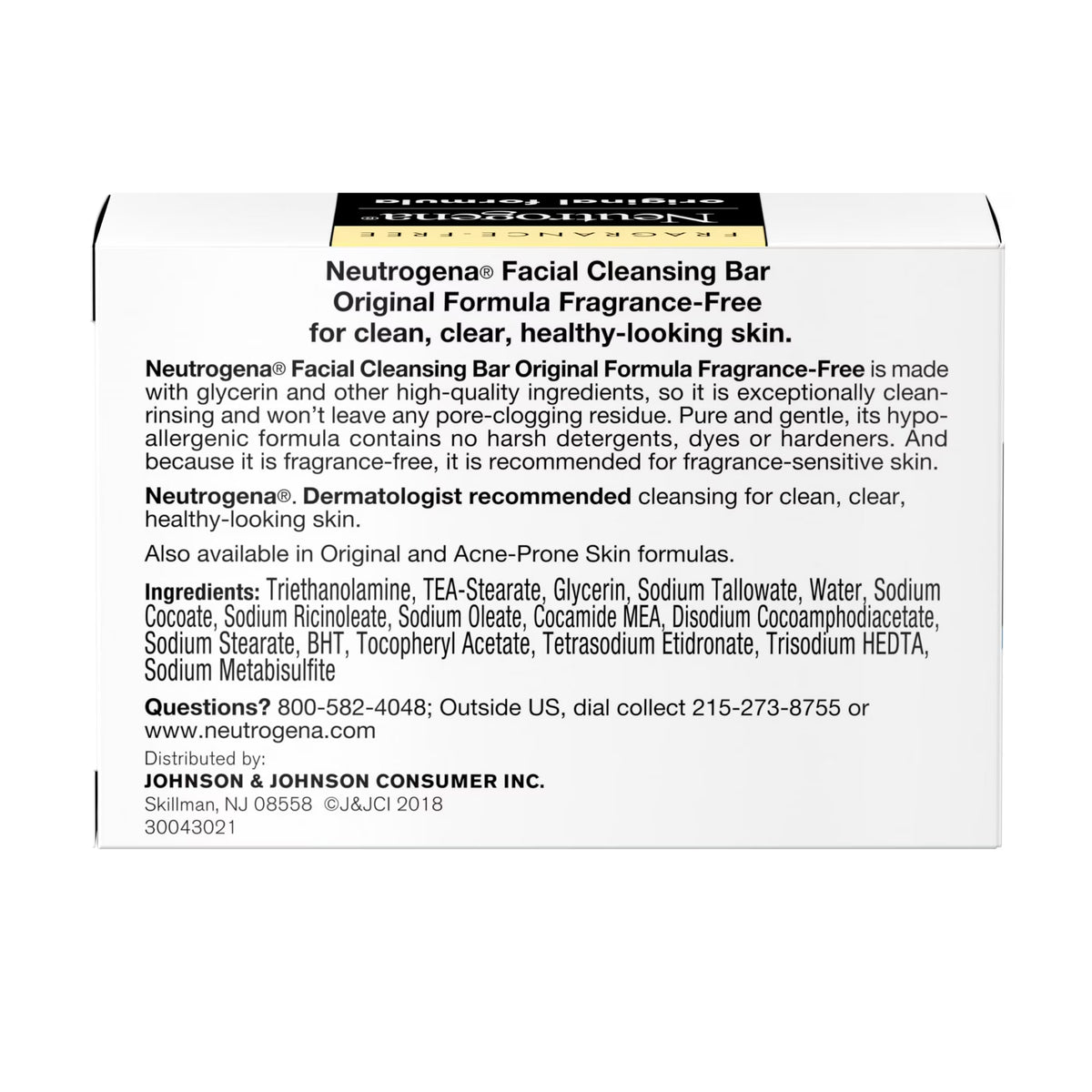 Neutrogena Original Gentle Facial Cleansing Bar, Fragrance-Free Daily Face Soap, 3.5 oz