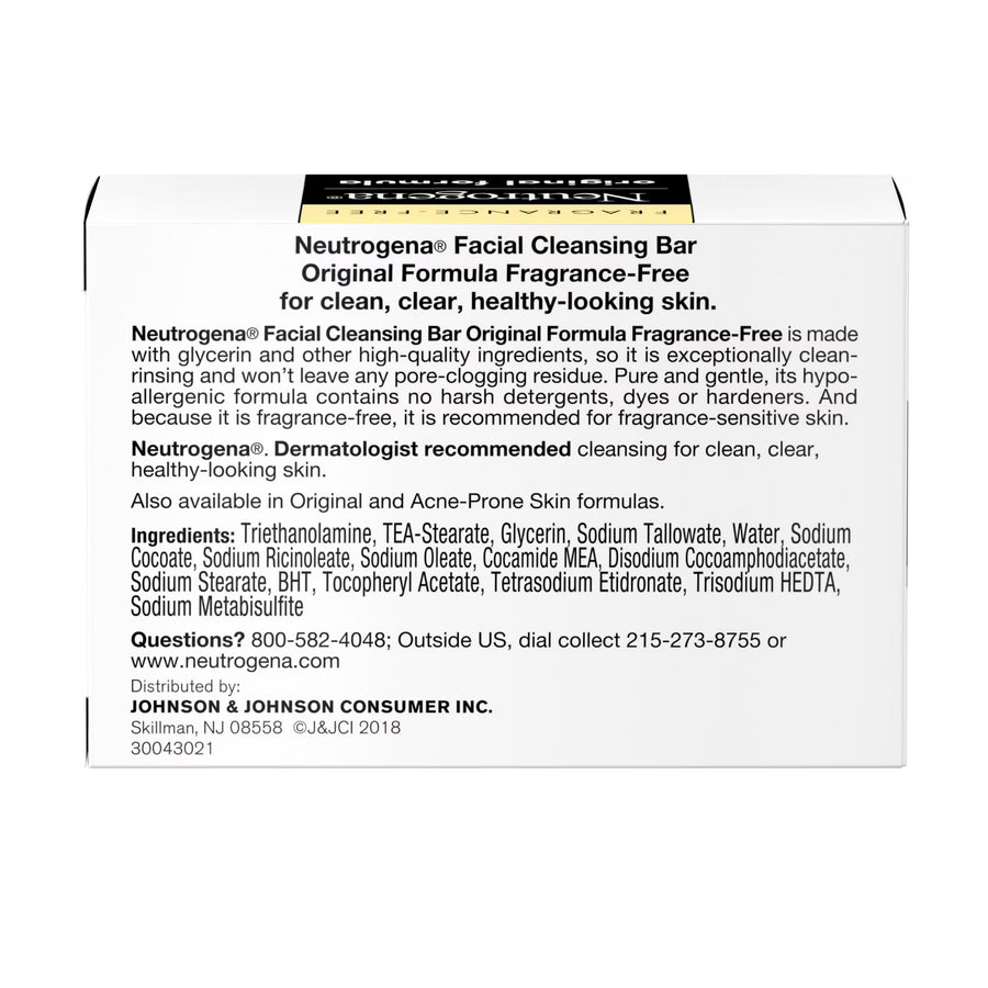 Neutrogena Original Gentle Facial Cleansing Bar, Fragrance-Free Daily Face Soap, 3.5 oz