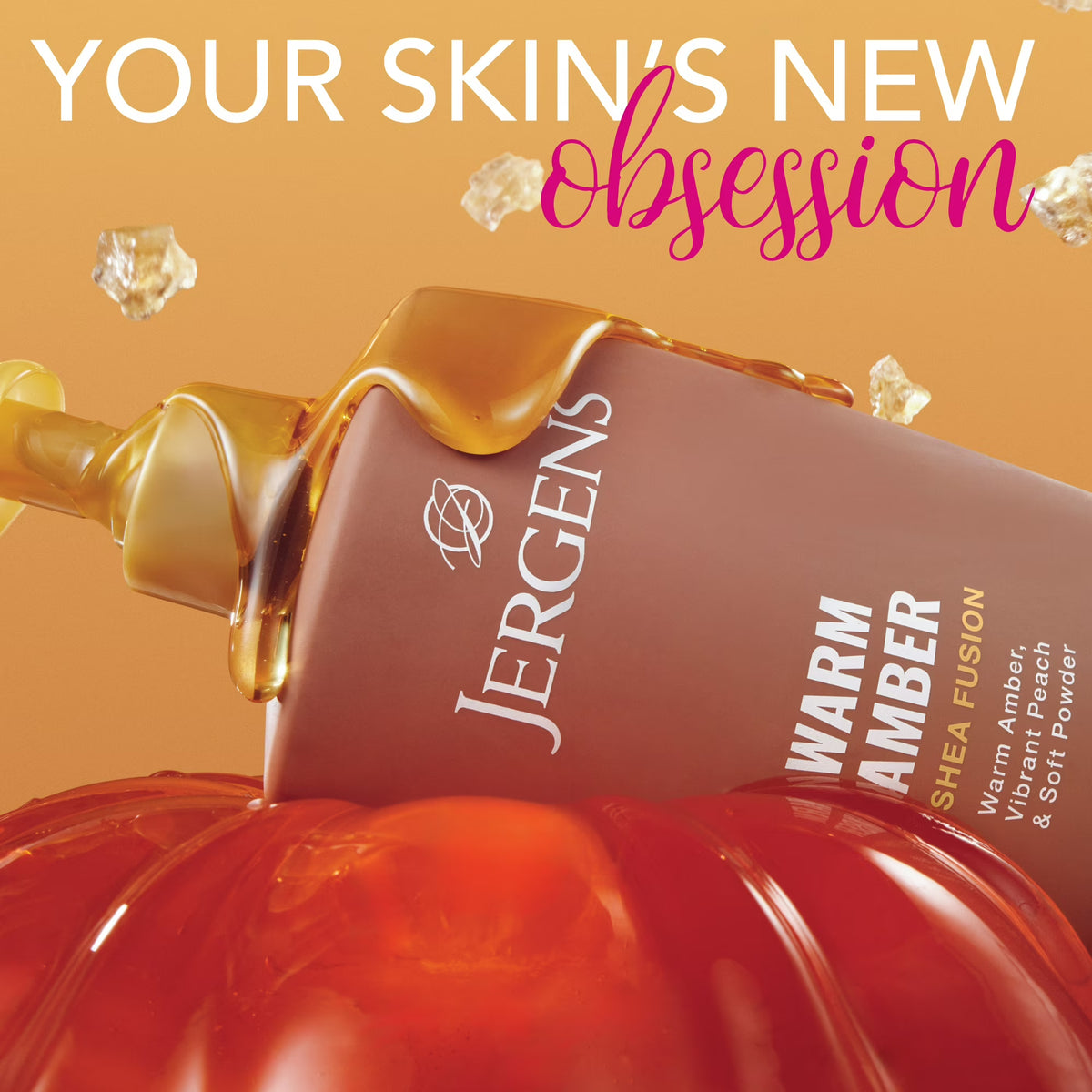 Jergens Shea Fusion Warm Amber Scented Body Lotion, Moisturizer for Dry Skin, 14 fl oz