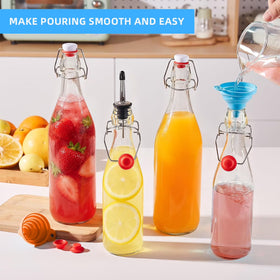 GPED 8.5 oz Swing Top Glass Bottles, 8 Pack Flip Top Beer Brewing Bottles with Airtight Rubber Seal Flip Caps for Fermentation, Kombucha, Vanilla Extract, Juice, Tea, Wine, Soda - Bonus 2 Pourers