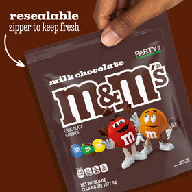 M&M'S Milk Chocolate Candy, Party Size, 38 oz Resealable Bag
