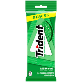 Trident Sugar Free Gum, Spearmint, 3 packs of 14 Pieces (42 Total Pieces)