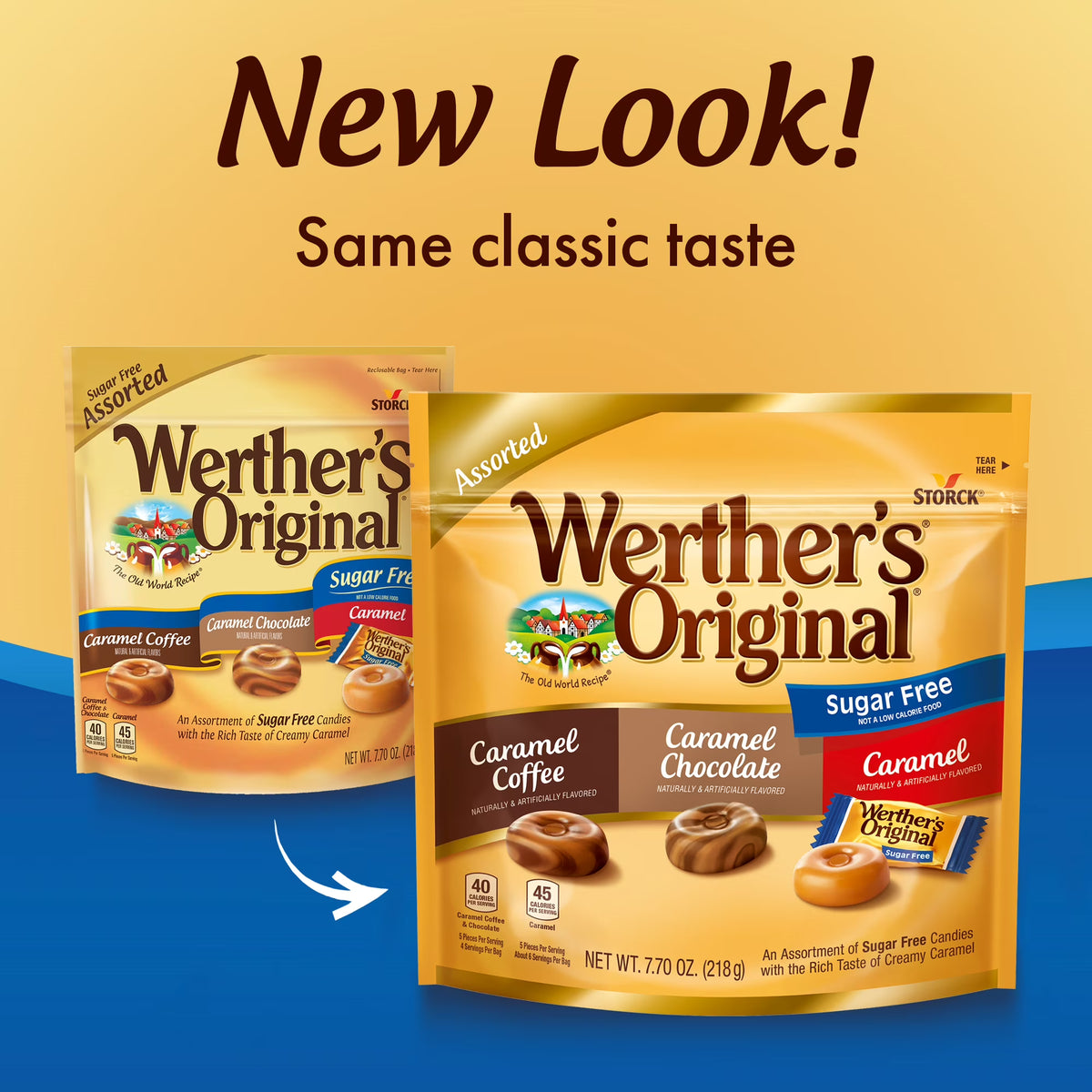 Werthers Original Hard Sugar Free Assorted Flavors, Caramel Coffee, Caramel Chocalate, Caramel Candy 7.7 oz