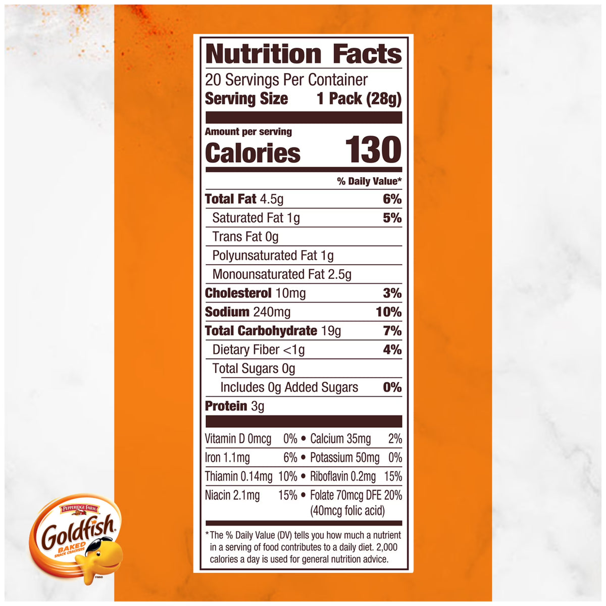 Goldfish Cheddar Cheese Crackers, Baked Snack Crackers, 1 oz on-The-Go Snack Packs, 20 Count Box
