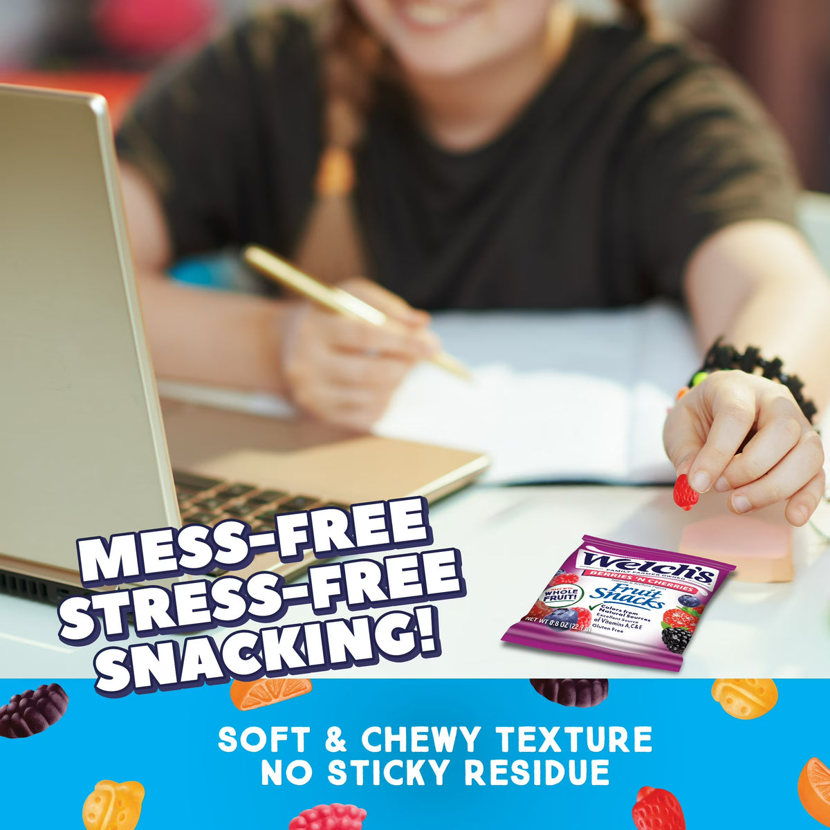 Welch's Fruit Snacks Gluten-Free Berries 'N Cherries Kids Snacks, Soft Snacks, 0.8 oz, 40 Count