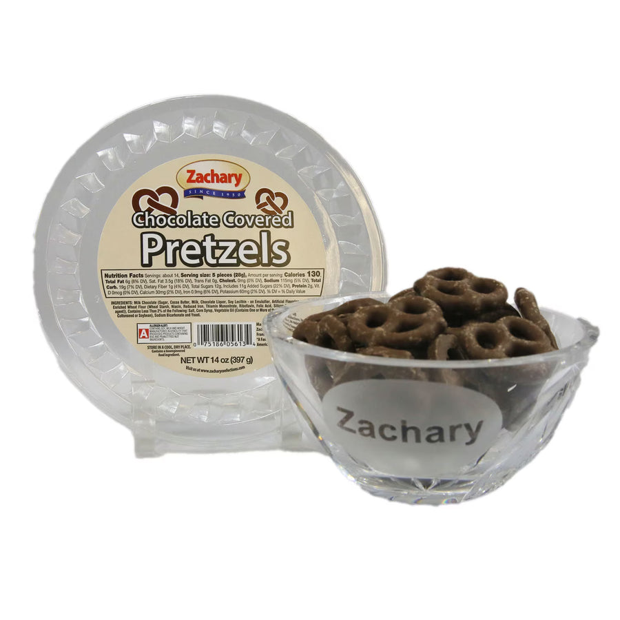 Zachary Real Milk Chocolate Covered Pretzels Snack, 14 oz. Tub