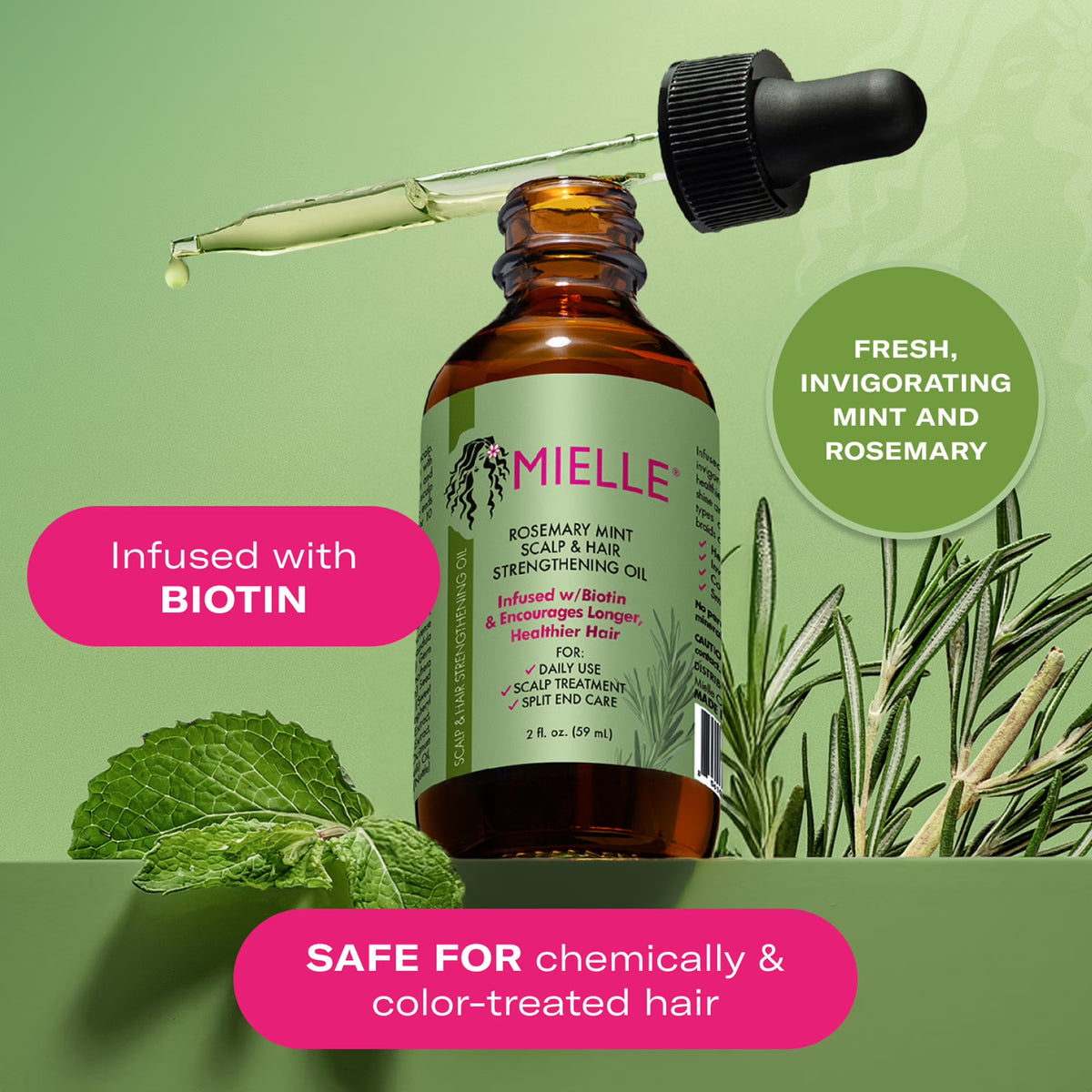 Mielle Strengthening Scalp & Hair Oil, Rosemary Mint, 2 oz