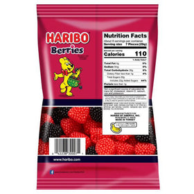 HARIBO Berries Original Red and Black Raspberry Gummies Fruit Flavor Crunchy and Chewy Gummy Candy, 8oz, Share Size Bag