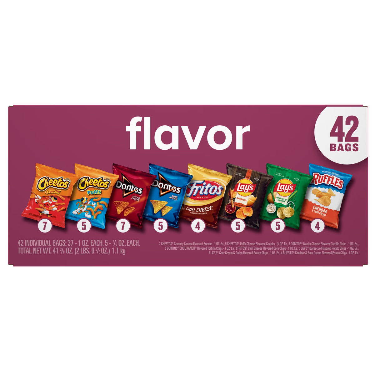 Frito-Lay Flavor Mix Variety Pack Snack Chips, 42 Count Multipack