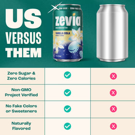 Zevia Zero Sugar, 0 Calorie Vanilla Cola Soda, 12 fl oz (Pack of 24