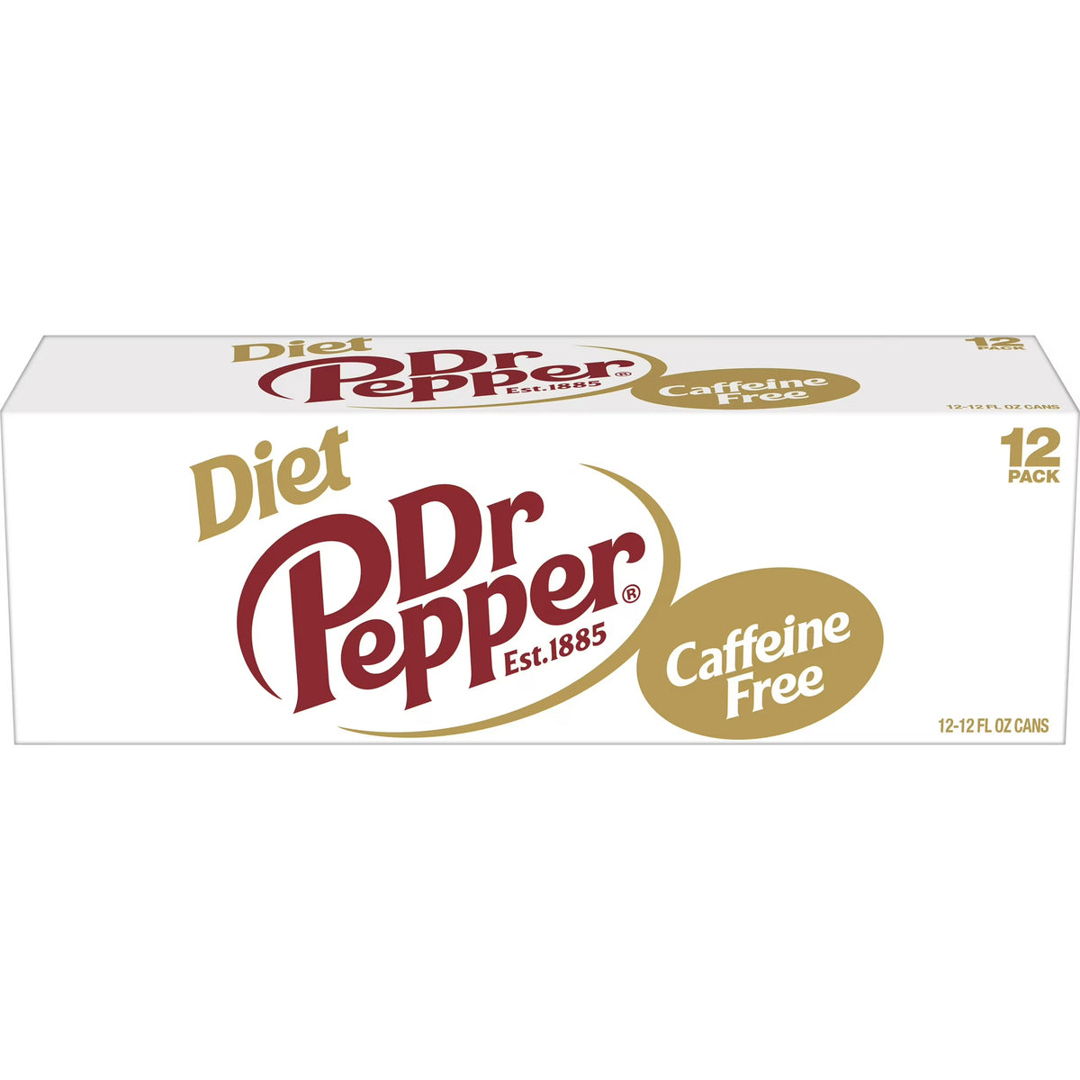 Diet Dr Pepper Caffeine Free Soda Pop, 12 fl oz, 12 Pack Cans