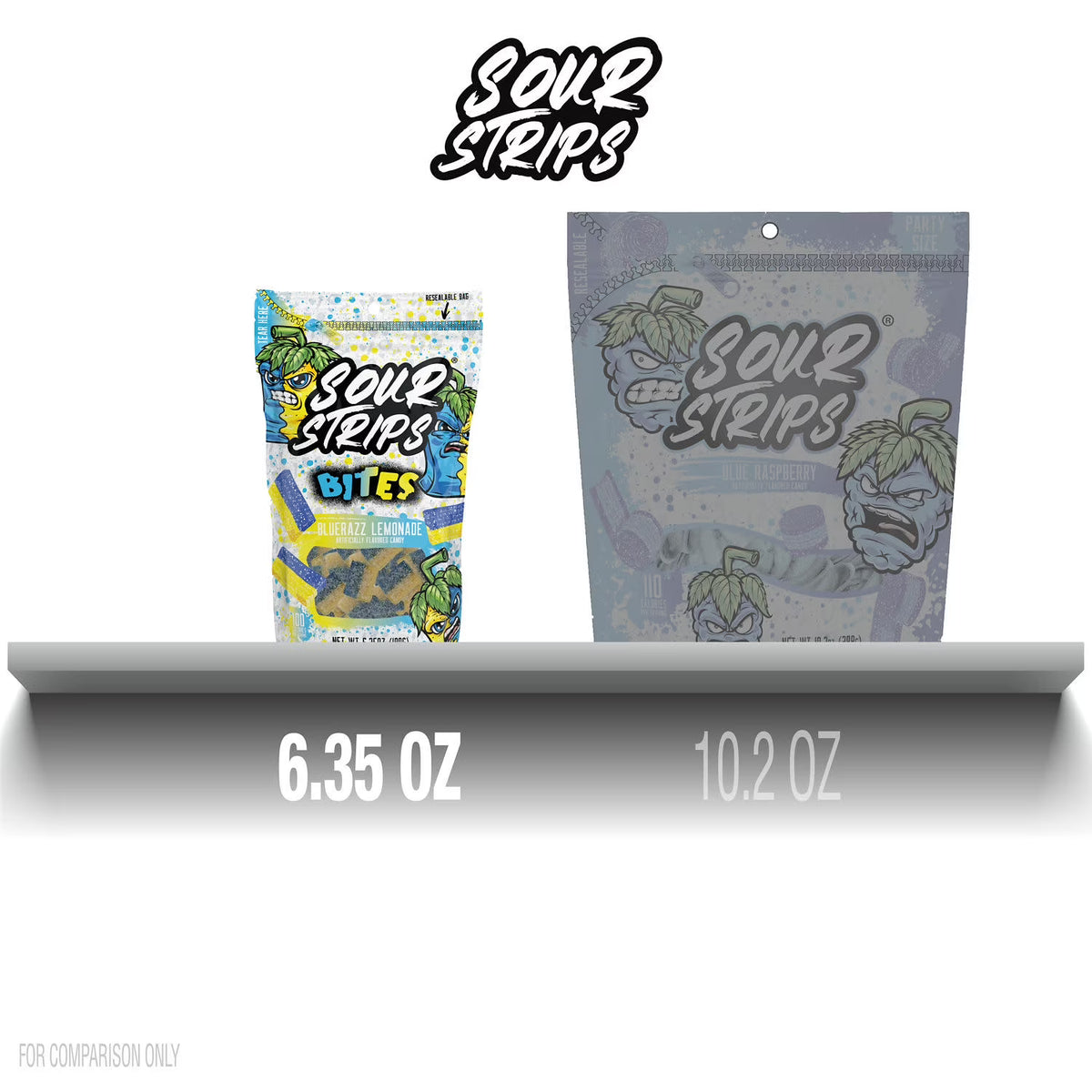 SOUR STRIPS Bites Bluerazz Lemonade Flavored Chewy, Candy Bag, 6.35 oz