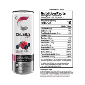 CELSIUS Sparkling Wild Berry, Functional Energy Drink 12 fl oz Can (Pack of 12)
