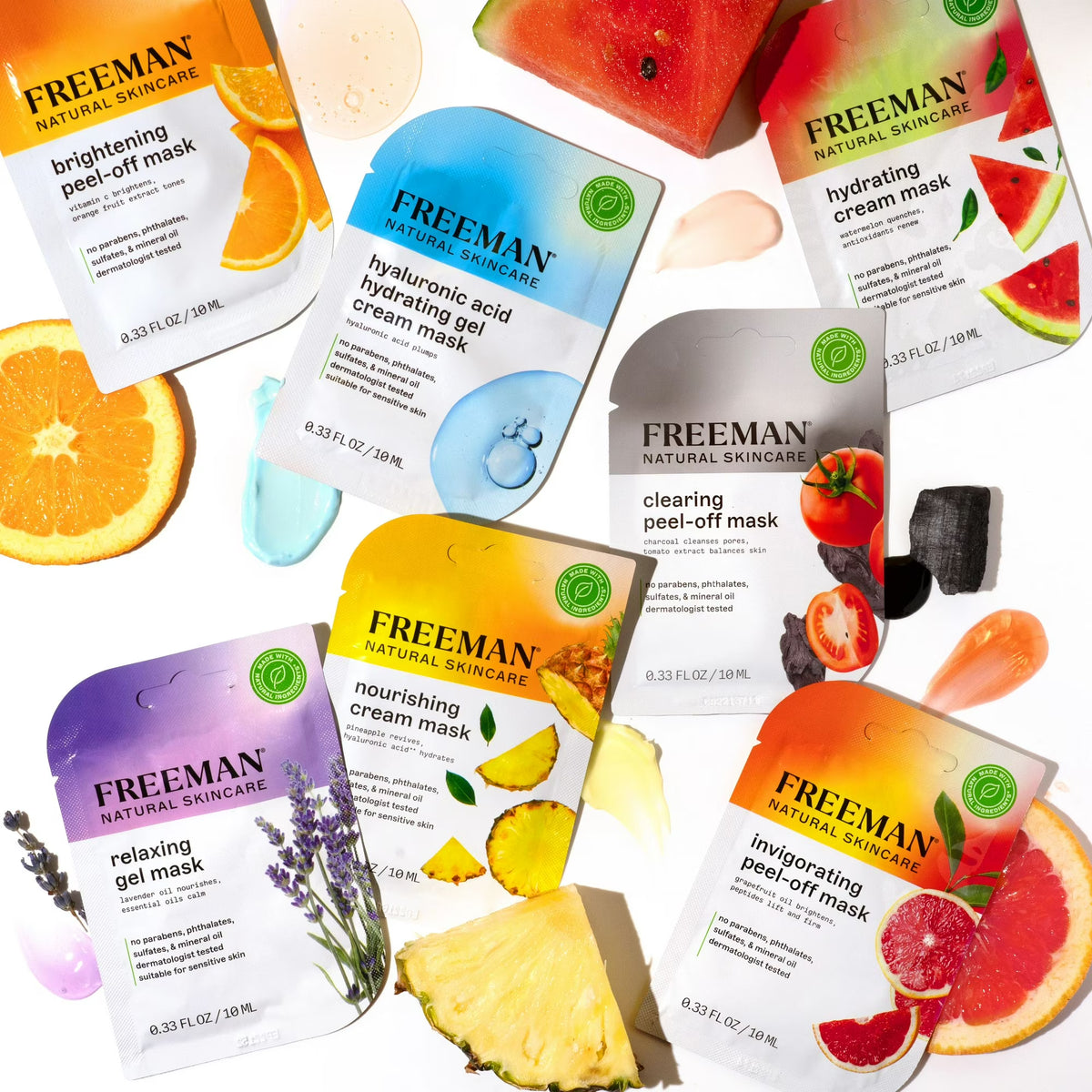 Freeman Natural Skincare Clearing Charcoal & Tomato Peel-off Facial Mask for Acne, 6 oz