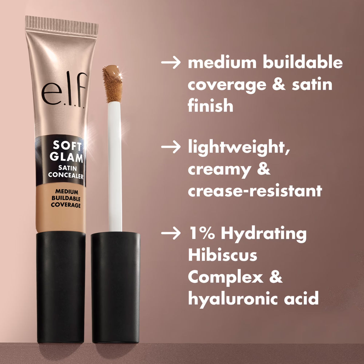 e.l.f. Soft Glam Satin Concealer, 52 Deep Cool, 0.21 fl oz